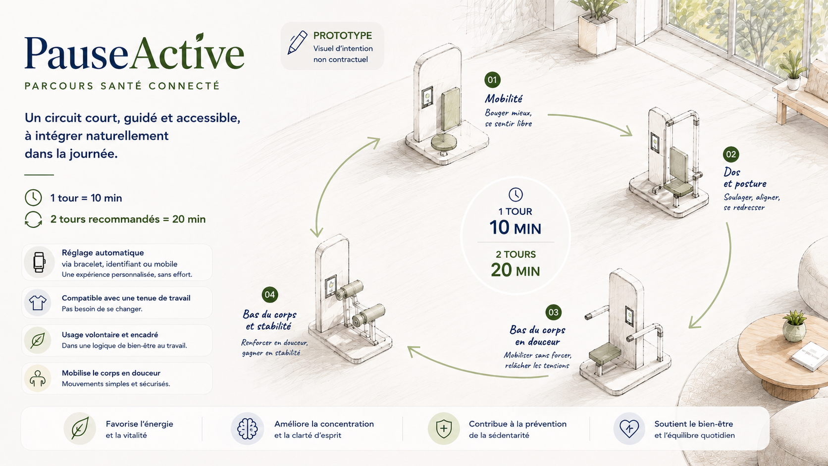 PauseActive, parcours santé connecté : 1 tour en 10 minutes, 2 tours recommandés en 20 minutes